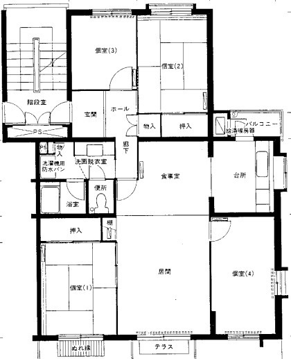 【間取り】 | エステート夏見住宅2号棟 | ４LDK広々間取りです