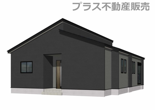 【外観】 | 糟屋郡志免町吉原4期・平屋　1号棟（全1棟）【仲介手数料無料・0円】 | 完成イメージの外観パースです。