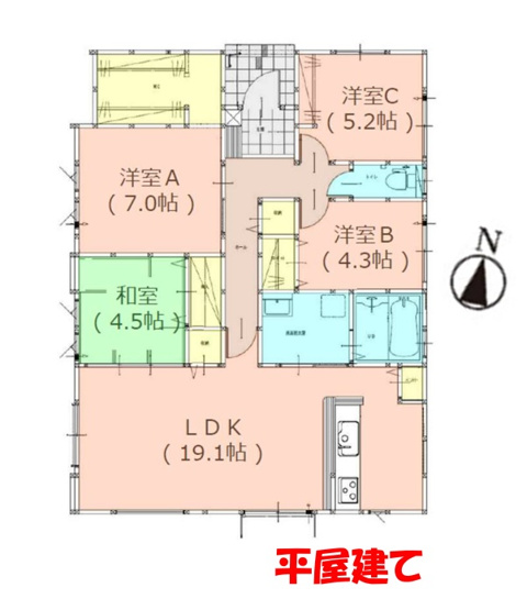 【間取り】 | 糟屋郡志免町吉原4期・平屋　1号棟（全1棟）【仲介手数料無料・0円】 | 平日、土日祝日もお好きな日時にご見学可能です。お気軽にお問合せ下さい。