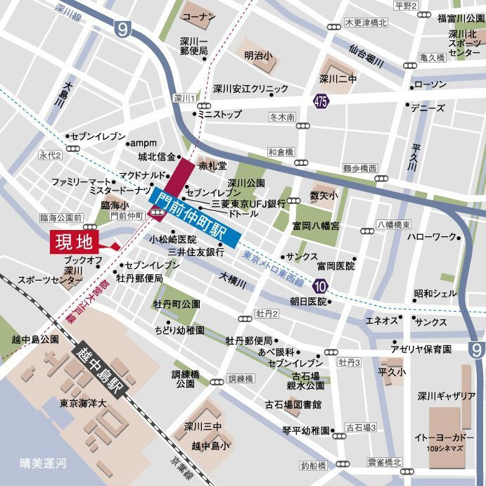 ＨＦ門前仲町レジデンスの地図