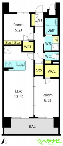 【間取り】 | S-RESIDENCE茶屋ヶ坂East | ★広々2LDK