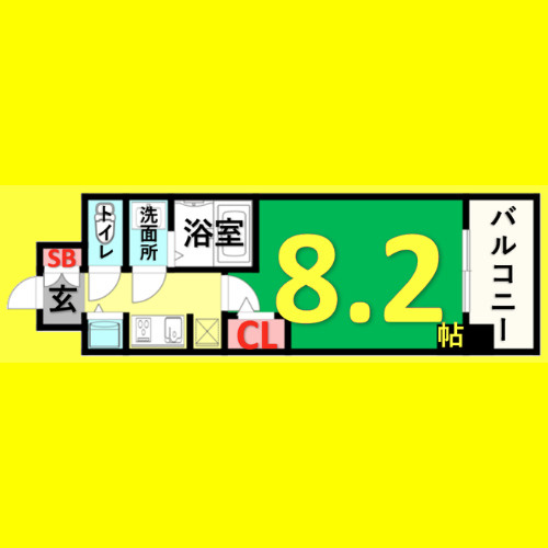 S-RESIDENCE名駅West　名古屋市賃貸　仲介手数料無料の間取り