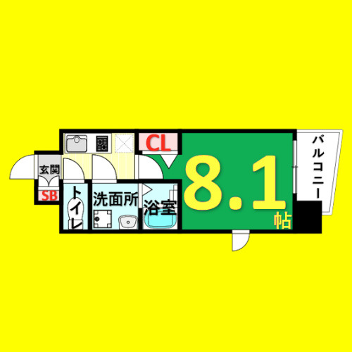 プレサンス栄モード　名古屋市賃貸　仲介手数料無料の間取り