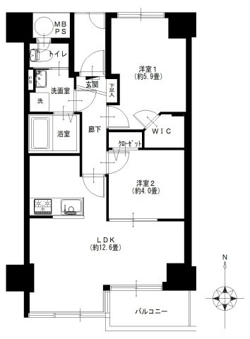 ライオンズマンション大森の間取り|ライオンズマンション大森：南向き！全居室収納付き２ＬＤＫリノベーション物件はフラット３５利用可能です！
