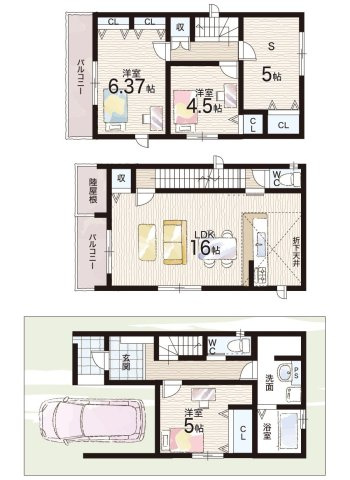 羽曳野市西浦　第3期　新築一戸建ての間取り