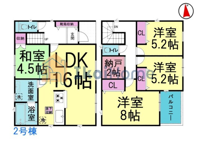 神戸市西区池上第4　新築戸建 全4棟 2号棟の間取り|【ホームページに現地動画掲載中】●年中無休：当日予約可●LDK16帖！あると嬉しい和室付きの間取り！