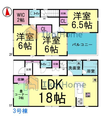 神戸市西区池上第4　新築戸建 全4棟 3号棟の間取り|【ホームページに現地動画掲載中】●年中無休：当日予約可●LDK18帖！畳コーナーと合わせると21帖！