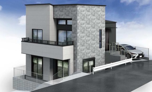 【横浜市港南区上大岡東1丁目43-2新築戸建て】★仲介手数料無料★の外観パース