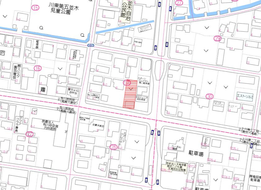 都城市上川東２丁目の売地の土地図