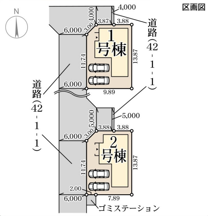 高砂市阿弥陀町北池2期（全2棟）2号棟の区画図|2号棟です。