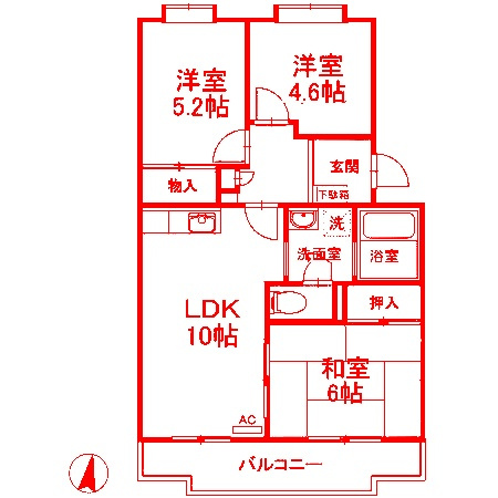 藤沢市湘南台４丁目の賃貸マンションの間取り