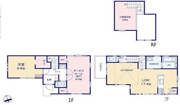茅ケ崎市高田1丁目　新築戸建の間取り|南向き　１SLDK