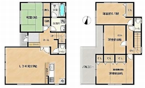 【間取り】 | 【仲介手数料０円】厚木市みはる野1丁目　中古一戸建て | 【仲介手数料０円】厚木市みはる野1丁目　中古一戸建て