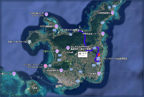 石垣島桴海ホテルの地図|石垣空港からお車で約20分（約15k)