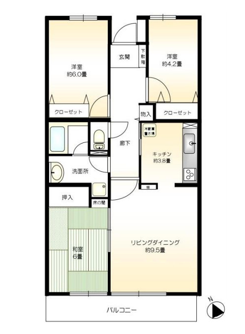 東建ニューハイツ北鴻巣の間取り|【東建ニューハイツ北鴻巣】・3LDK・専有面積70.94m2・バルコニー面積7.81m2