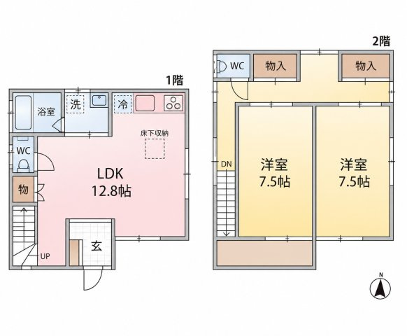 市川市本北方３丁目の一戸建ての間取り