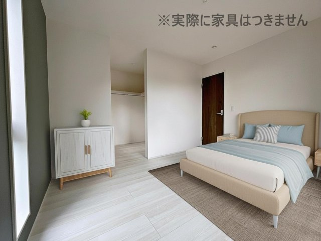 新築戸建・新築建売　郡山市安積西長久保　安積第一小・安積中の洋室|画像はバーチャルホームステージングの加工による演出で、実際の家具は付きません。
