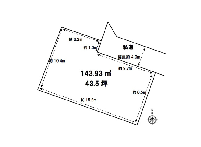 【土地図】 | 新座市野火止5丁目　建築条件なし売地　全1区画　(志木本店) | 約43.5坪の広々としたゆとりある土地にお好きハウスメーカーでマイホームをご建築ください！