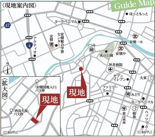 新築戸建・新築建売　郡山市安積西長久保　安積第一小・安積中の地図