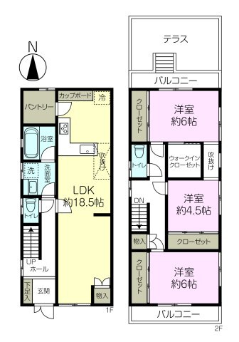 岩園町　中古戸建の間取り|3LDK、土地面積133㎡、建物面積97.7㎡