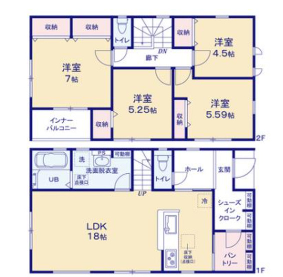 【間取り】 | 西区上代3丁目　1号棟