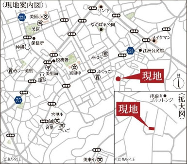 沖縄市古謝津嘉山町（全2棟）ラスト1号棟の地図|地図♪