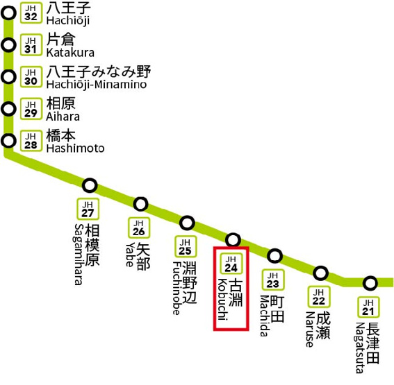 【地図】 | 駅周辺に大型ショッピングモールが並び、買い物便利です。毎年夏には、相模原よさこいRANBUという演舞祭が開催されます。また、16号線も通っているので、町田方面、八王子方面にも行きやすい所です。