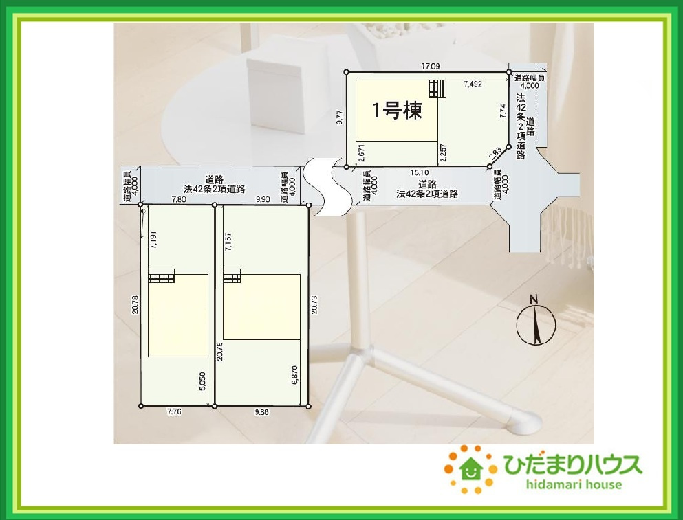 郡山市桜木第2　新築戸建　1号棟の区画図|南向きで日当たり良好(^^♪