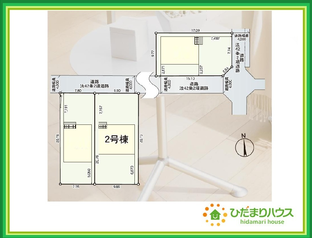 郡山市桜木第2　新築戸建　2号棟の区画図|周辺は緑も多く、スーパーやドラックストアも近い為、住環境良好です♪