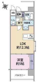 【間取り】 | グラビスコート白島 | オーナーチェンジ物件　1LDK　
