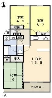 サンハイツ21Bの間取り