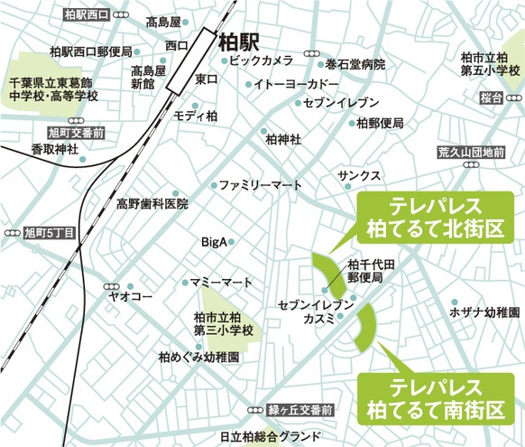 テレパレス柏てるて　南街区　１号棟の地図