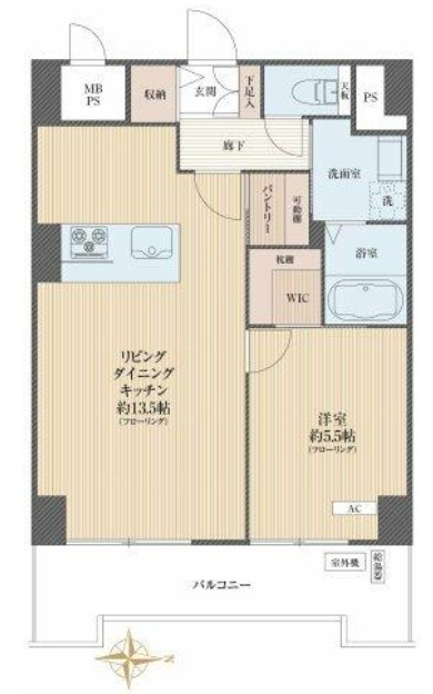 藤和護国寺コープの間取り|藤和護国寺コープ：東向き！バス・トイレ別１ＬＤＫエアコン付きリノベーション物件は全居室収納・窓が付いております！