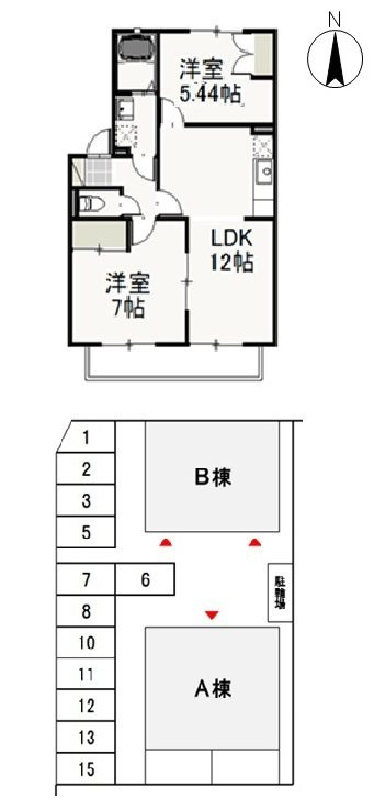 アネーロ花尻　Ａ の間取り
