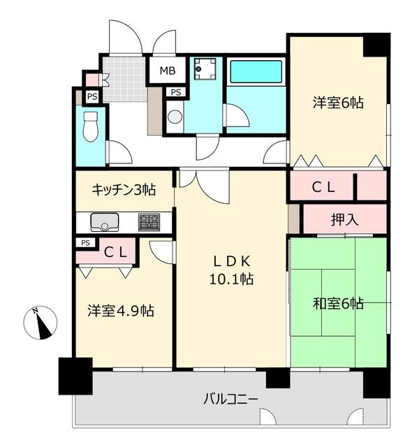 アメックス久留米六ツ門の間取り|使い勝手の良い間取りです♪