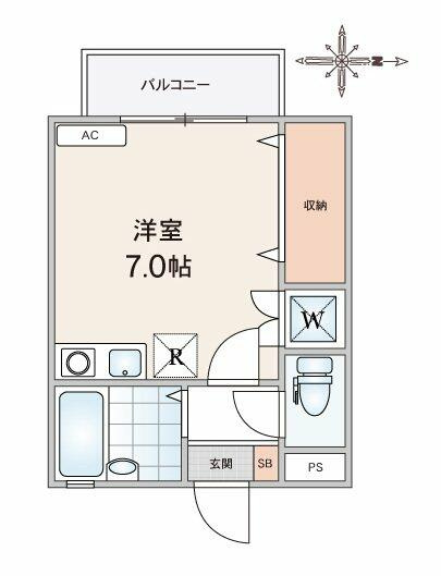 ７帖の広々ワンルーム