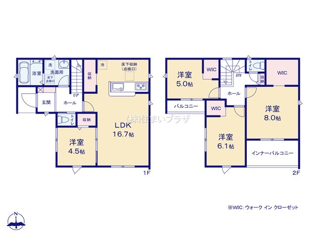 仲介手数料無料）津島市新開町　１号棟の間取り