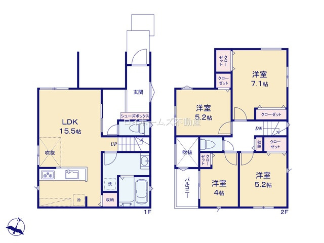 【間取り】 | 名古屋市瑞穂区井の元町19『仲介料無料』新築戸建て | 1号棟