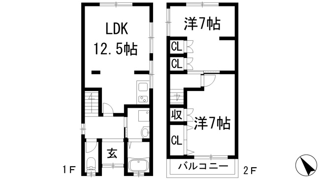 【間取り】 | 霞ケ丘1丁目貸家