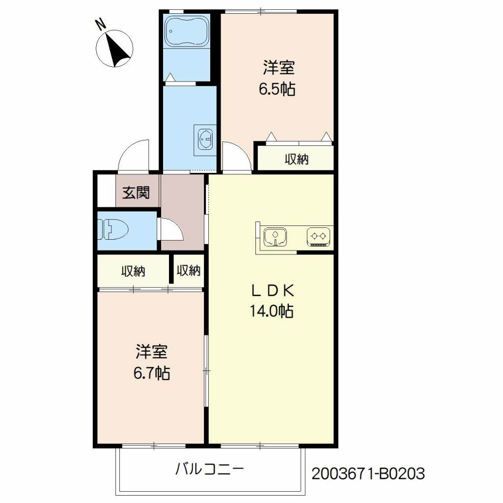 メジンＫ　Ｂ棟の間取り|使い勝手の良い間取りです♪