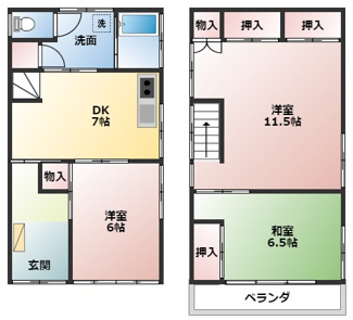 【間取り】 | 小笠原貸家（部垂町）