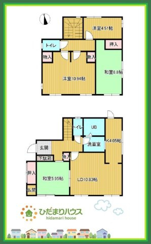 ひたちなか市大字田彦　中古戸建の間取り|お子様が元気に遊べる広々としたリビングです。