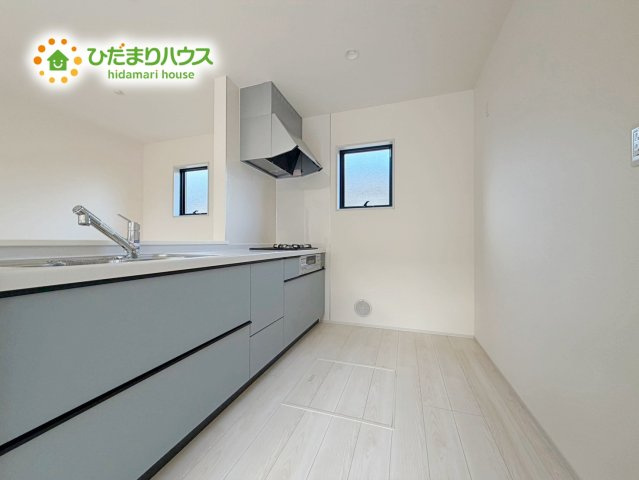 いわき市平下平窪第12　新築戸建　2号棟のキッチン|新婚さんにおすすめ！おしゃれなカウンターキッチンのあるLDKです(#^^#)