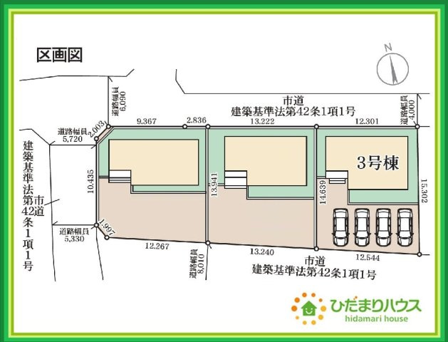 いわき市平下平窪第12　新築戸建　3号棟の区画図|徒歩圏内に公園があり四季折々のイベントを楽しめます☆彡