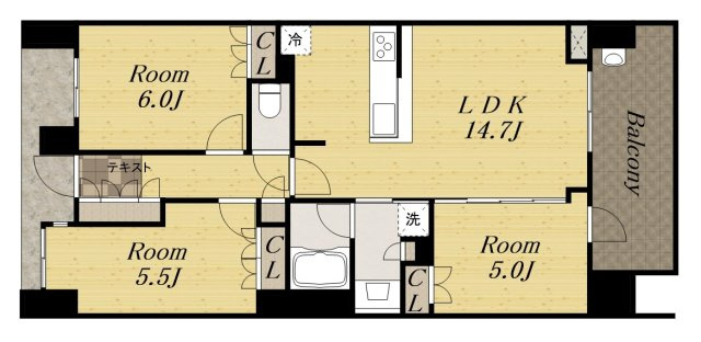 宝塚市栄町３丁目の賃貸マンションの間取り