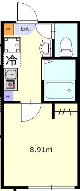 パルティーレ蒲田の間取り|独立洗面台付きの1Kバストイレ別
