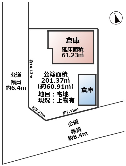 高島市鴨中古倉庫の区画図