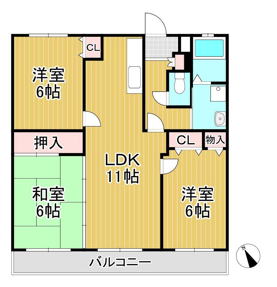 タモンズハートビレッジの間取り|使い勝手の良い間取りです♪