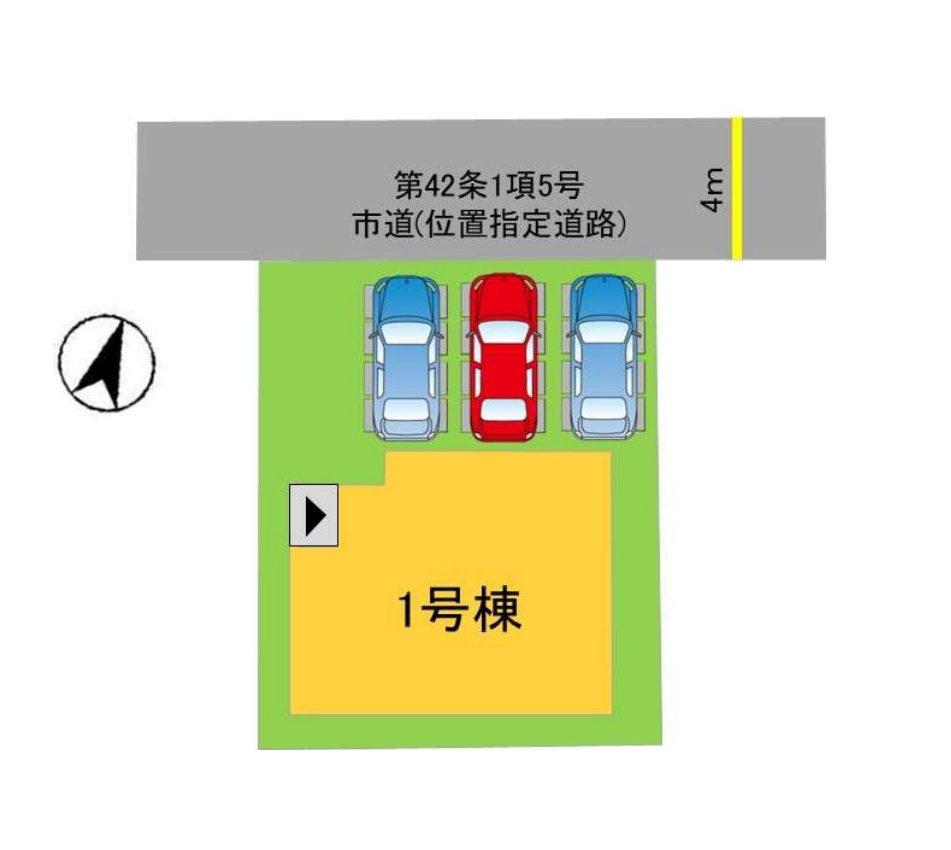 那珂川市後野3丁目第1-1棟（1号棟）の区画図|配置図