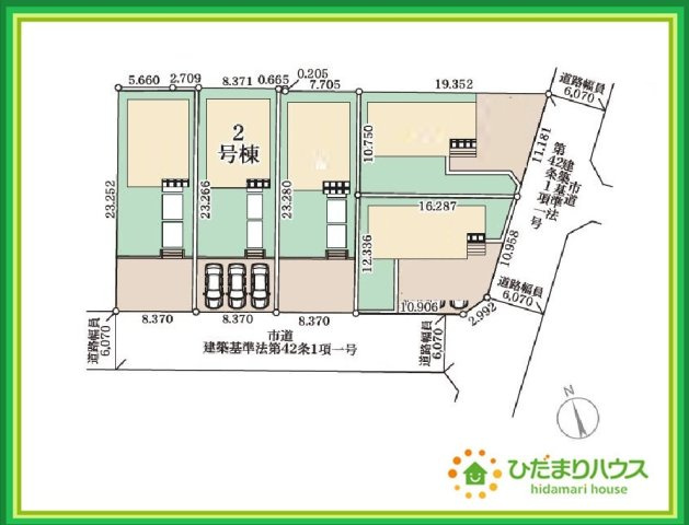 いわき市錦町江栗1丁目第2　新築戸建　2号棟の区画図|南道路で日当たり良好！！お洗濯物もすぐ乾いちゃいますね(*^-^*)